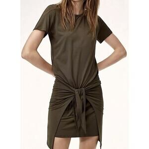 Aritzia Wilfred Free Bair Dress T-Shirt Dress With Front Tie in Alligator Sz XS